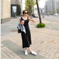thumbnail image 3 of Débardeur Solide et Extensible Été 2018 Élégantes Femmes Sexy Robe O-neck Robe Mince Mi-Longue Robe Noire XXL, 3 of 6