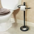 thumbnail image 2 of nu Steel Stainless Steel Freestanding Toilet Tissue Paper Roll Holder & Dispenser for Bathrooms & Storage, Oil Rubbed Bronze and Amber Mosaic TGORB13AMH, 2 of 5