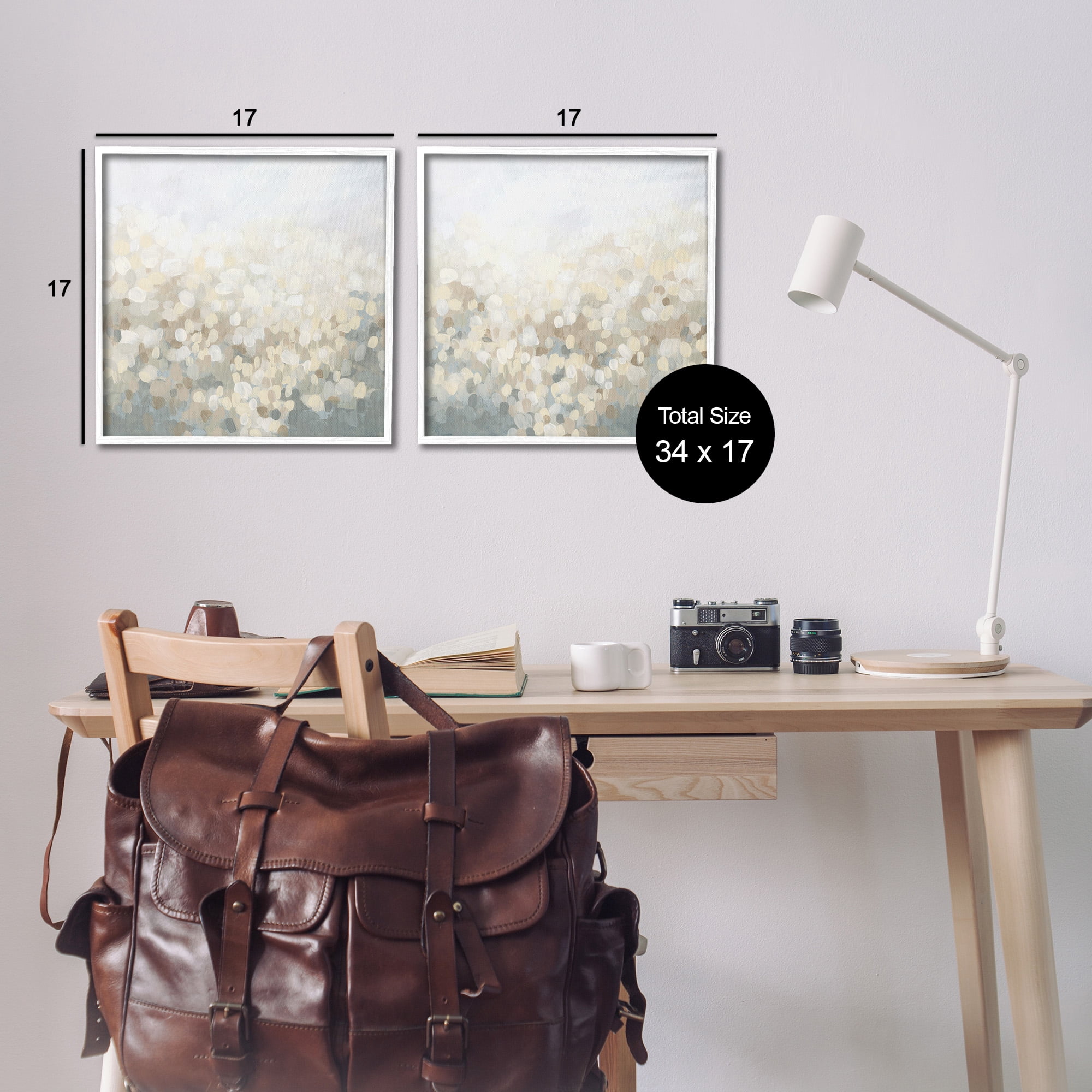 Stupell Industries Subtle Speckled Landscape Abstract Painting White Framed Art Print Wall Art, 17 x 17, Set of 2