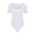thumbnail image 5 of aidice Jumpsuits for Women Summer Casual Ribbed Square Neck Short Sleeve Slim Fitting Comfy Bodysuits, 5 of 7