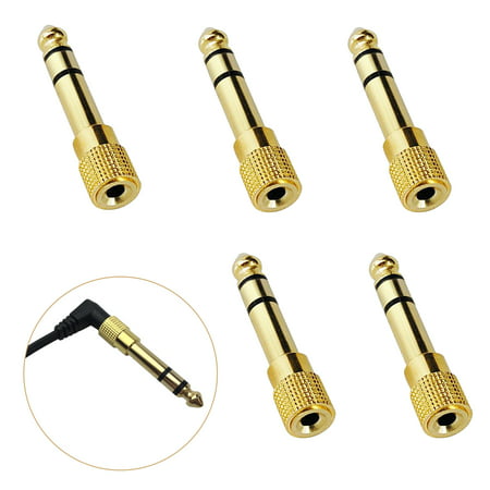 Audio Adapter, EEEKit 5-Pack Gold-Plated Audio Headphone Stereo Adapter Connector 6.35mm to 3.5mm Plug Jack For Audio Amplifiers, Mixing Console, Home Theater Device, AV