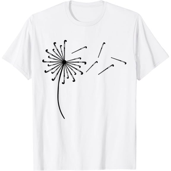 Dandelion Hockey Stick Shirt for Field Hockey Player T-ShirtMen and women, Black T-shirt, size: Extra large S-4XL
