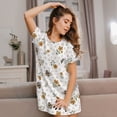 thumbnail image 3 of Picia Bees And Flowers Pattern Women’s Nightdress – Casual Short-sleeved Loose-Fit Sleepwear, Soft Cotton Short-Sleeve Sleep Shirt for Relaxation & Comfort, 3 of 6