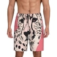 thumbnail image 1 of Balery Pink Cheetah Art Pantalones cortos de pijama de punto de algodón para hombre con cinturilla y bolsillos-XX-Large, 1 of 6