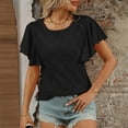 thumbnail image 3 of Blczomt Womens Tops Plus Size Ruffle Sleeve 2025 Dressy Casual Shirt Trendy Plain Black Summer Shirts for Women, 3 of 6
