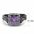 thumbnail image 5 of Womens Black Purple Ring Squared Anillo Para Mujer Stainless Steel Ring with AAA Grade CZ in Amethyst Naples, 5 of 5