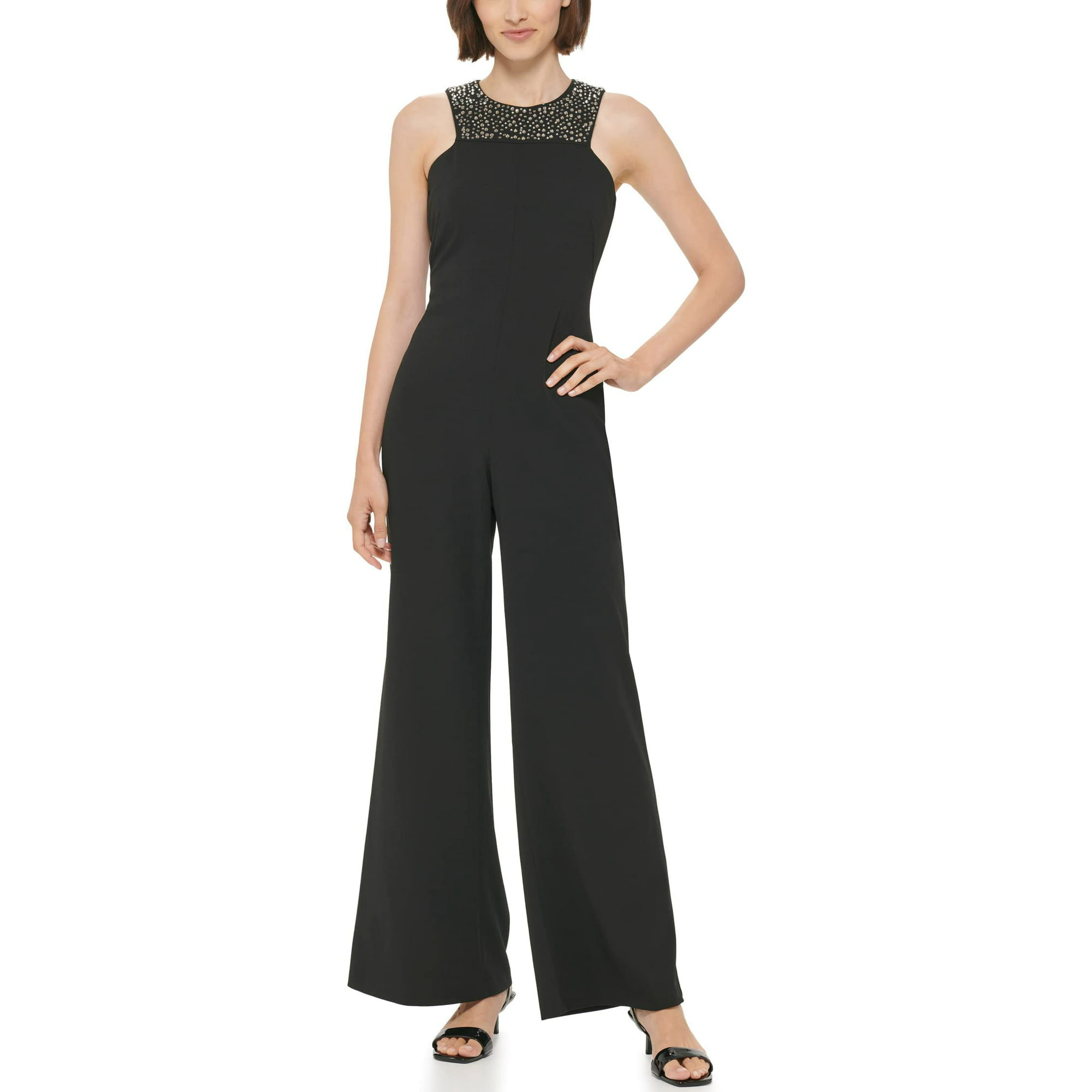Calvin Klein Jumpsuit with Beaded Neck Detail Black 10 | Walmart Canada