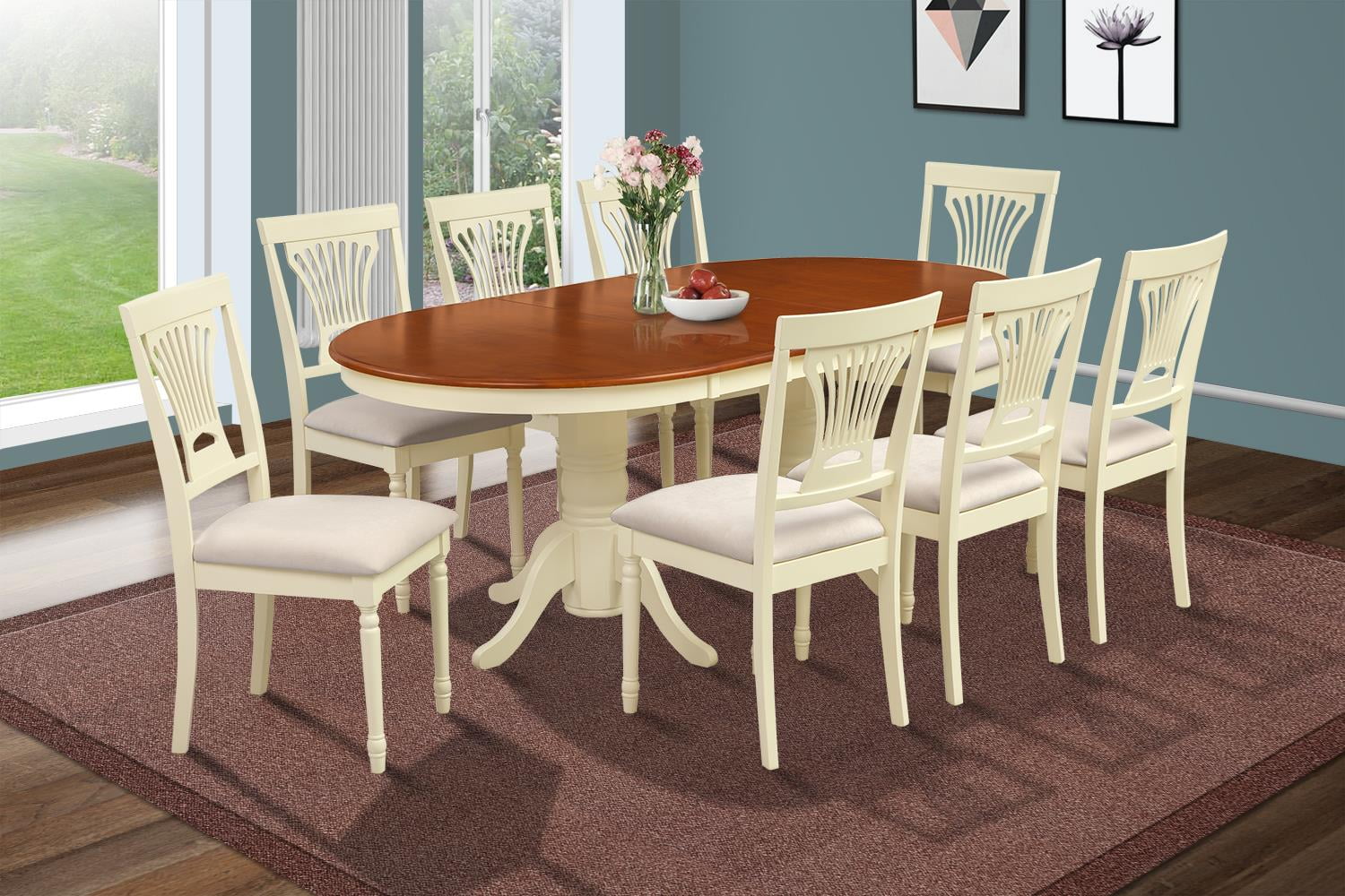 9 Piece Dining Room Set Table With A Butterfly Leaf And 8 Dining Chairs