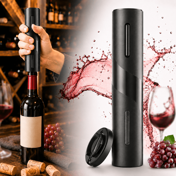 Ustris Electric Wine Opener, Wine Bottle Openers with Foil Cutter, One-click Button Reusable Automatic Wine Corkscrew Remover for Home, Kitchen, Party, Bar