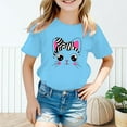 thumbnail image 2 of Shirts Girls Kid Outwear Graphic Round Neck Short Sleeve Tee Summer Casual Girls Tops Blue 8 Years-9 Years, 2 of 5