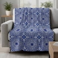 thumbnail image 2 of Navy Blue Blanket Soft Cozy Warm Throw Blanket for Couch, Plush Fuzzy Flannel Fleece Blankets for Sofa, Traditional Tribal Abstract Geometric Art Bed Blankets Lightweight Gifts for Women, 50"x80", 2 of 9