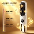 thumbnail image 4 of Cordless Hair Straightener Brush for Travel, Portable 2-in-1 Straightening with 9 Heat Settings, Fast Heating Rechargeable Flat Iron, Gift Women (White) White, 4 of 7