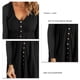 thumbnail image 5 of Vestido de manga larga Color puro Longitud media Elegante Cuello en V Apretar Vestido casual Cintura fruncida Transpirable Slim Fit para mujer Negro XXXL, 5 of 6