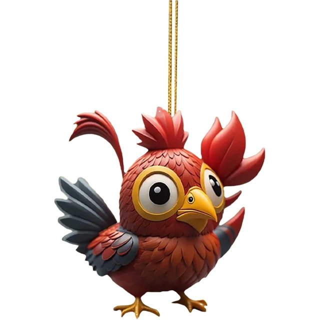 Lindo adorno colgante de pollo, sombrero navideño, adorno de pollito, lindo colgante de pollo navideño para coche, decoración del árbol del hogar, adorno para árbol de Navidad, decoración del hogar