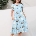 thumbnail image 5 of JUSLIO Girls Patchwork Dress with Pockets Crew Neck Short Sleeve Casual Dresses Size 6-7 Y, 5 of 5
