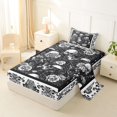 thumbnail image 2 of Homewish Spooky Skull Skeleton Twin Sheets,Hipple Damask Floral Bedding,Halloween Bed Set,3-Piece,1 Fitted Sheet and 1 Pillowcase, 2 of 6