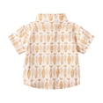 thumbnail image 3 of Boys Graphic Tees Cartoon Print Lapel Short Sleeve Buttoned Breathable Shirt Tee for Seaside Wear Boys' Tops Tees Shirts Yellow 18 Months-24 Months, 3 of 9