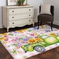 thumbnail image 3 of Rectangle Area Rugs 4 x 6 Ft, Watercolor Floral Truck Non-Slip Residential Carpet, Spring Garden Butterflies Pink Plaid Indoor Crawling Mats Runner Rugs for Living Room/Dining Room/Bedroom, 3 of 8