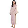 thumbnail image 3 of Pijama de seda de hielo para mujer, camisón de satén de manga larga con plumas y pantalones con tirantes, traje de casa 2658 2659, 3 of 6