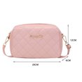thumbnail image 3 of Bolso Bolso bandolera de hilo de cuero PU para mujer Bolso bandolera con entramado de diamantes (rosa), 3 of 5