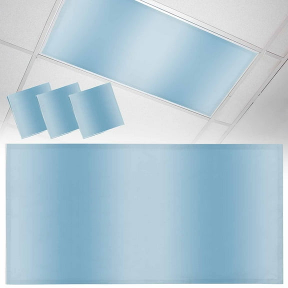 3 Pack Blue Gradient Fluorescent Light Covers for Ceiling Lights Ombre Magnetic Ceiling Light Covers Overhead Light Filters for Office Classroom Home