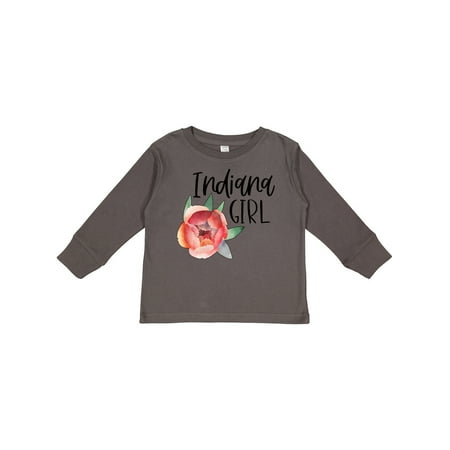 

Inktastic Indiana Girl Peony Flower Gift Toddler Toddler Girl Long Sleeve T-Shirt