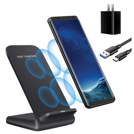 panningbo 20W Fast Wireless Charging Stand with QC3.0 Adapter for Samsung Galaxy S24 S23 S22 S21 iPhone 15 14, Qi Certified Dual Coil Phone Charger, LED Indicator
