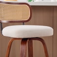 thumbnail image 4 of LEGAHOME Bar Stools set of 2, 26” Swivel Counter Height Bar Stools with Cane Rattan Back and Linen Seat, Modern Farmhouse Bar Stools for Kitchen Island, Bar, Dining Room, Walnut + Beige, 4 of 9