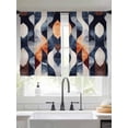thumbnail image 4 of Sheer Curtains 45 Inches Long, Navy Blue Burnt Orange Light Filtering Window Curtains for Living Room/Bedroom, Geometric Retro Abstract Rod Pocket Voile Sheer Curtain Drapes, 52"W x 45"L, 2 Panels, 4 of 8