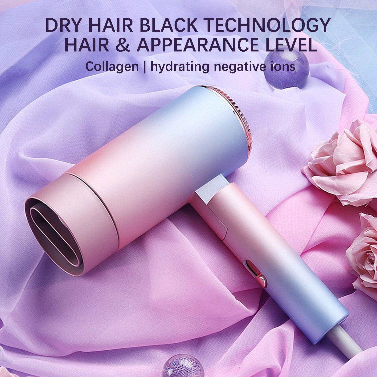 Hair Dryer, Lightweight for Travel & Storage, Foldable Handle Faster Dry Time Hot Hair Dryer Silent Hair Dryer