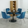 thumbnail image 3 of Set of 4 Modern Dining Chair with Metal Legs, Simple Light Luxury Vanity Chair, Upholstered Velvet Accent Chair for Kitchen, Bedroom, Living Room, Blue, 3 of 9
