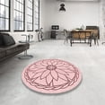 thumbnail image 4 of Ahgly Company Machine Washable Indoor Round Transitional Pink Bubble Gum Pink Area Rugs, 7' Round, 4 of 7