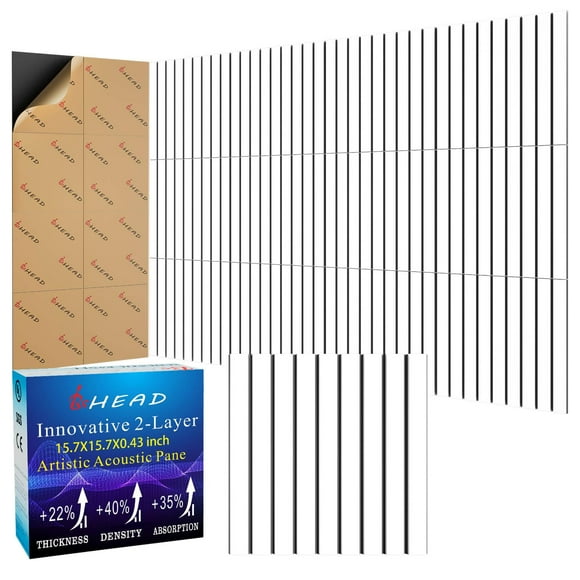 Paneles de pared insonorizados BSHEAD, paquete de 8, 40 x 40 x 1,1 cm, 0,9 kg/m³