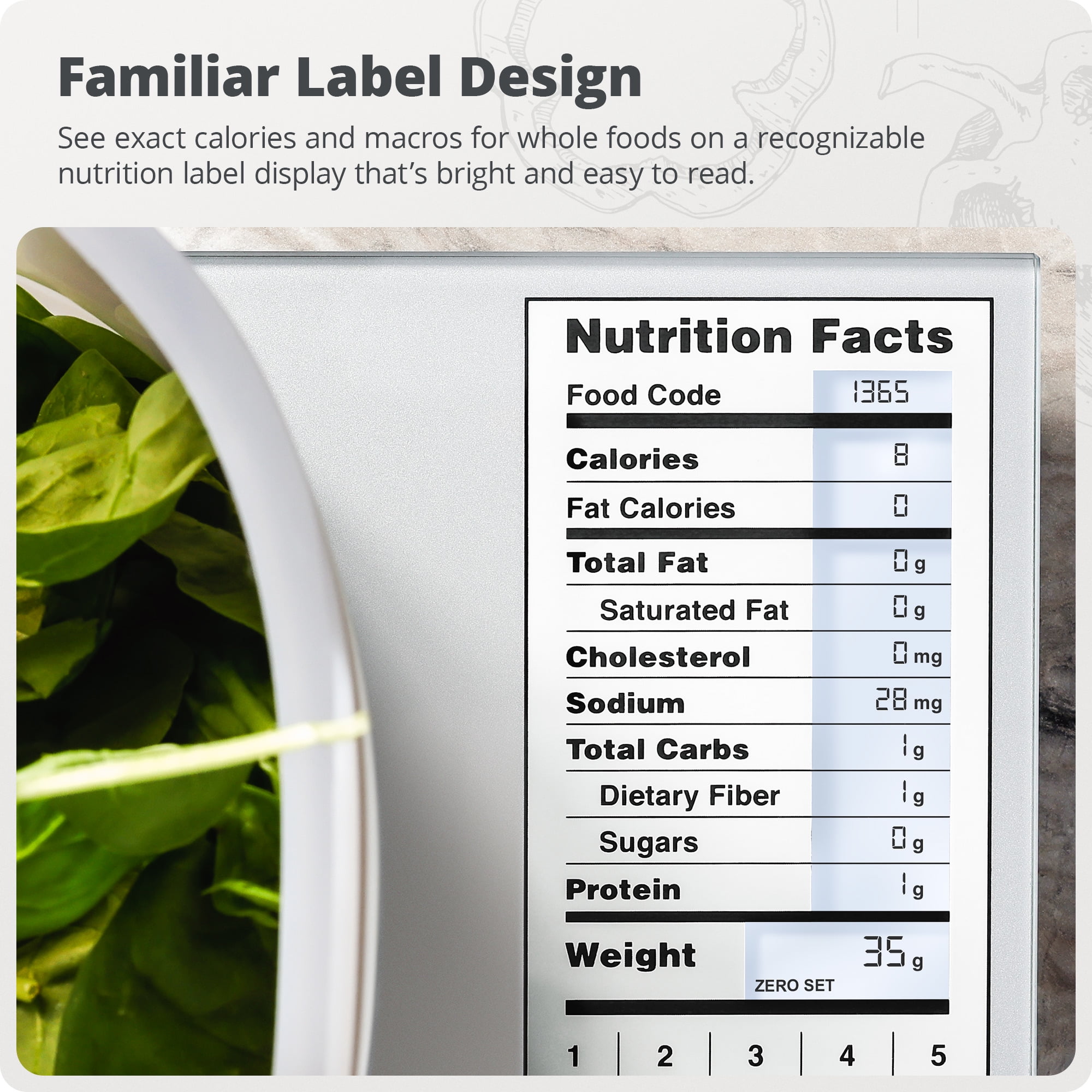 Greater Goods Digital Nutritional Food Scale, LCD Display , Calorie Meal Prep, Weight Loss, Silver
