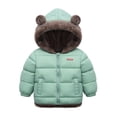 thumbnail image 3 of enyan Toddler Baby Coat Bear Hooded Winter Jacket Fleece Snowsuit Windproof Outerwear for Infant Boy Girl Green，12-18 Months, 3 of 7