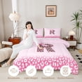 thumbnail image 3 of Castle Fairy Pink Leopard Bow Letter R Full Size Comforter Sets 3 Pieces for Girls,Kawaii Ribbon Bow Tie Bedding Sets,Pink Reversible, 3 of 6