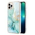 thumbnail image 1 of SaniMore for iPhone 14 Pro 6.1" 2022 Case with Wireless Charging Shockproof TPU Backplane Glitter Marble Fashion Design Anti-drop Anti-fingerprint Skin-feel Cover For iPhone 14 Pro, Green, 1 of 5