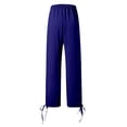 thumbnail image 3 of Women Casual Pants Solid Color Pocket Elastic Waist Drawstring Loose Comfortable Daily Wear, 3 of 4
