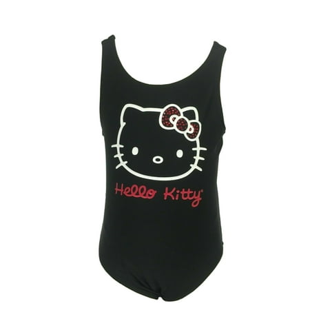 

Hello Kitty Kids Girls Toddlers Swimwear One Piece Swim Suit Black Red Gems