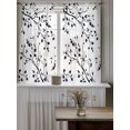 thumbnail image 4 of Black Botanical Sheer Kitchen Tier Curtains 45 Inch length,Rod Pocket Half Curtains & Drapes,Watercolor Summer Botanical Light Filtering Chiffon Cafe Bathroom Window Treatments 2 Panels 27.5"W x 45"L, 4 of 7