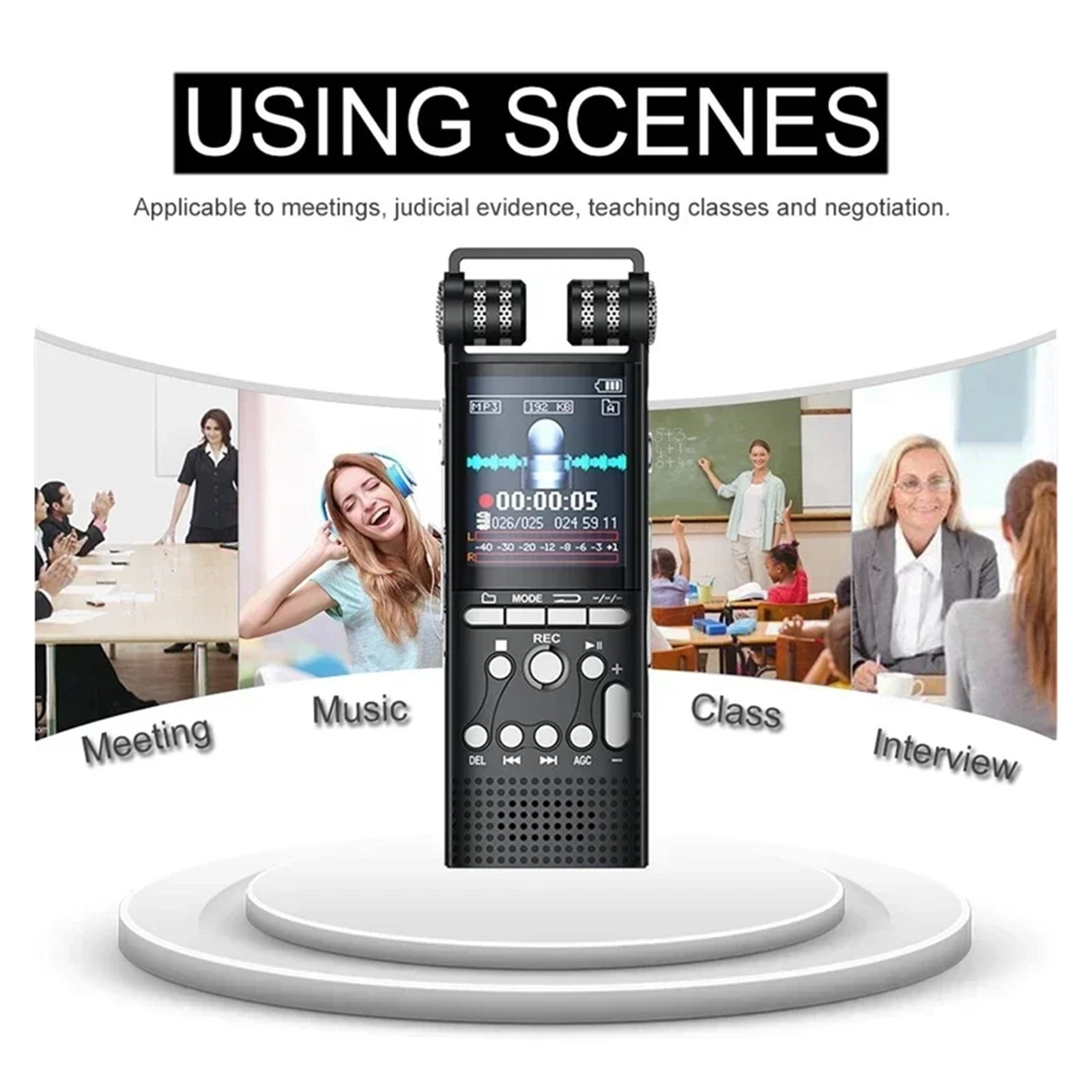 Professional Voice Recording Activated Digital Audio Recorder Usb Non-stop 100hr Pcm 1536kbps ,Powerful Feature