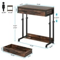 thumbnail image 2 of YYAo End Table, Side End Table,Height Adjustable Desk, Mobile Side Table Portable Desk with Drawers,Rustic Brown, 2 of 4