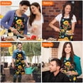 thumbnail image 7 of Black Colorful Flower Leaf Sunflower Apron-Garden Aprons for Women with Pockets-Cotton Linen Waterproof Kitchen Cooking Gardening Aprons Adjustable for Kitchen,Cooking,BBQ and Salon 33x27 Inch, 7 of 7