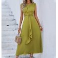 thumbnail image 2 of Kaemgyyd Dress for Women Sleeveless Crew Neck Trendy Dresses Solid Tie Waist Ruched Mixi Cocktail Dress for Party, 2 of 5