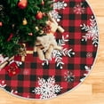 thumbnail image 5 of Christmas Red Buffalo Plaid Snowflake Christmas Tree Skirt Decorations Winter Snow Buffalo Check Xmas Tree Mat 48 inch for Holiday Party Supplies Rustic Ornaments Large Tree Skirt, 5 of 6