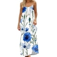 thumbnail image 2 of Women's Boho Summer Maxi Dress Spaghetti Strap Sleeveless Leaf Print Loose Fit Flowy Long Dress Casual Beach Vacation Party Wedding Guest Sun Dress, 2 of 9