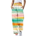 thumbnail image 2 of PNTUTB Women's Fashion Printed Casual Loose Elastic Waist Drawstring Athletic Cuffed Pants with Pockets, 2 of 6
