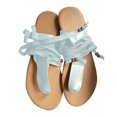 thumbnail image 4 of asdoklhq Sandals for Women Clearance Under $10,Anklet Strap Solid Thong Flower Flat Sandals, 4 of 5