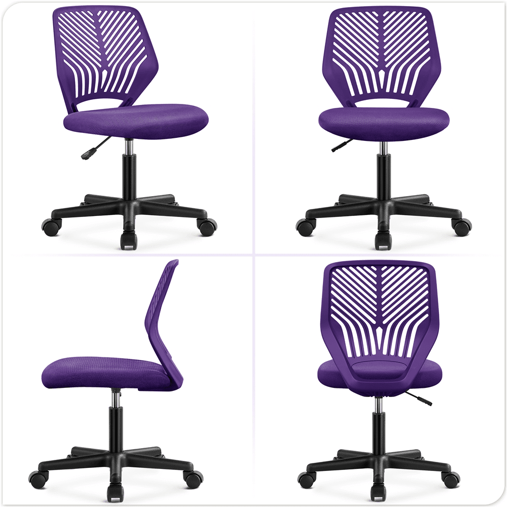 Alden Design Adjustable Armless Mid Back Office Chair, Purple