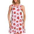 thumbnail image 1 of Easygdp Hand Drawn Strawberry para Vestido Transpirable de Mujer, Vestido Suelto de Manga Corta con Pliegues y Bolsillos para el Verano, 1 of 7